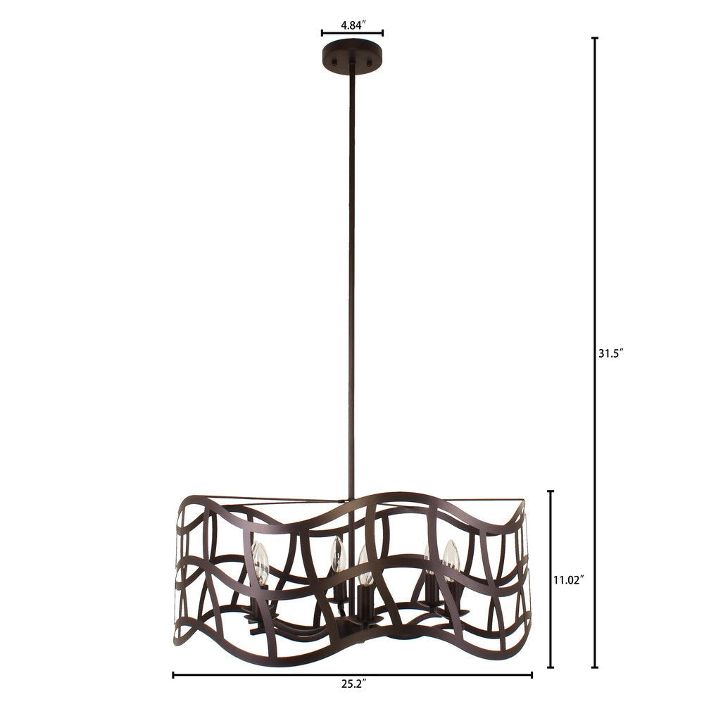 Lighting WILLOW Transitional 6 Light Oil Rubbed Bronze Ceiling Pendant 25’’ Wide CHL-CH7S022RB25-UP6