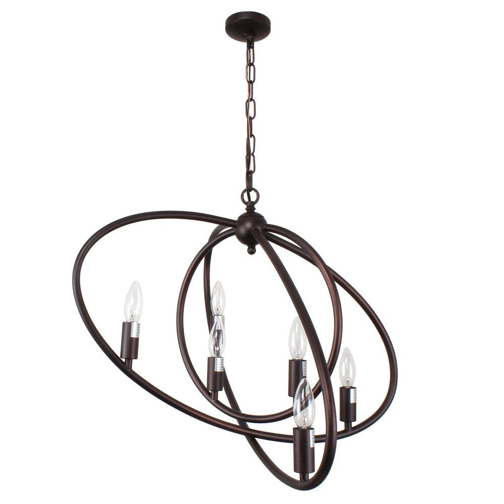 Transitional Metal 6 Light Ceiling Pendant with Wall Outlet Switch Bronze CHL-CH7S033RB21-UP6