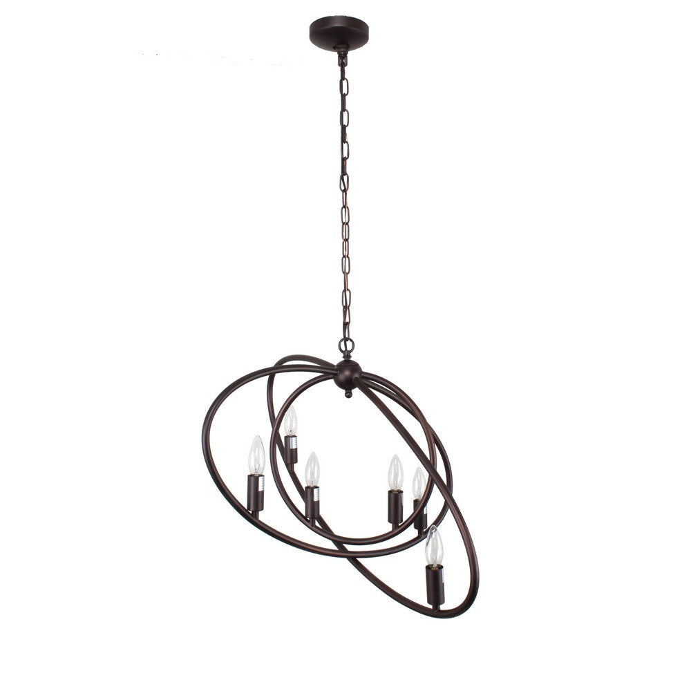 Transitional Metal 6 Light Ceiling Pendant with Wall Outlet Switch Bronze CHL-CH7S033RB21-UP6