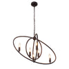 Transitional Metal 6 Light Ceiling Pendant with Wall Outlet Switch, Bronze