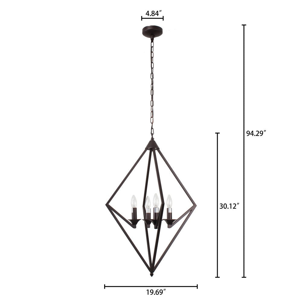 Transitional Metal 4 Light Ceiling Pendant with Wall Outlet Switch Bronze CHL-CH7S035RB20-UP4