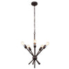 Transitional Metal 5 Light Ceiling Pendant with Wall Outlet Switch, Bronze