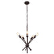 Transitional Metal 5 Light Ceiling Pendant with Wall Outlet Switch, Bronze