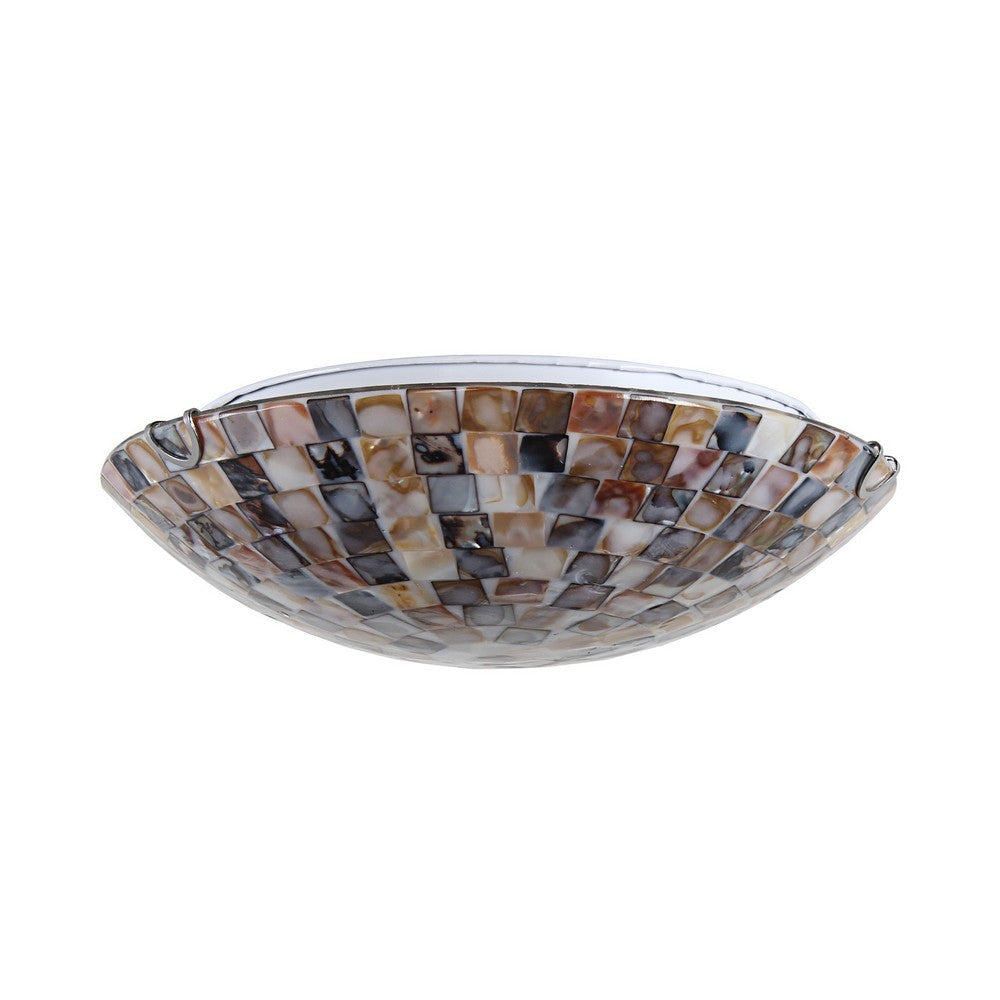 Chloe Lighting Bay Mosiac-Style Seashell Flush Ceiling Fixture 12’’ Width CHL-CH8C401BB12-CF2
