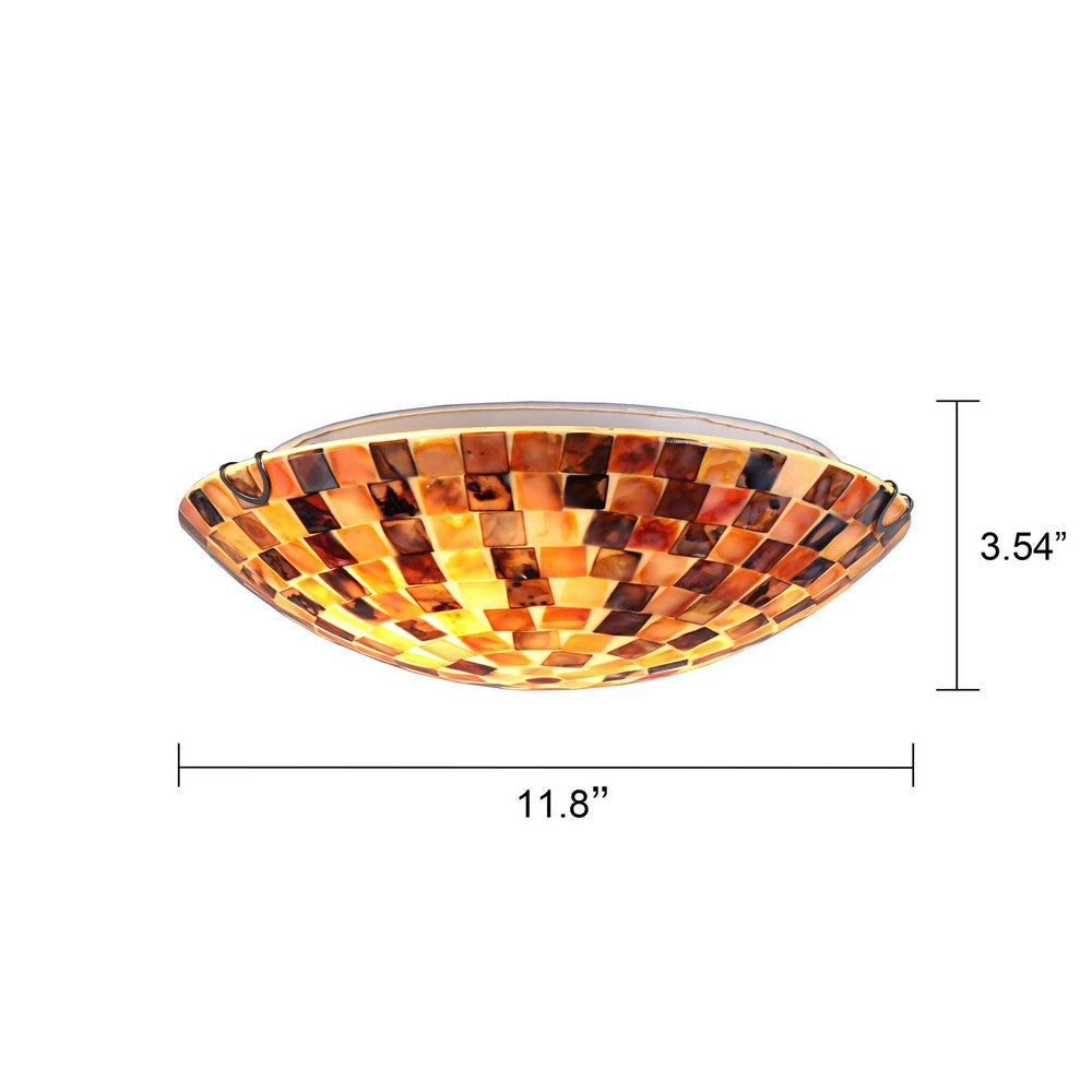 Chloe Lighting Bay Mosiac-Style Seashell Flush Ceiling Fixture 12’’ Width CHL-CH8C401BB12-CF2