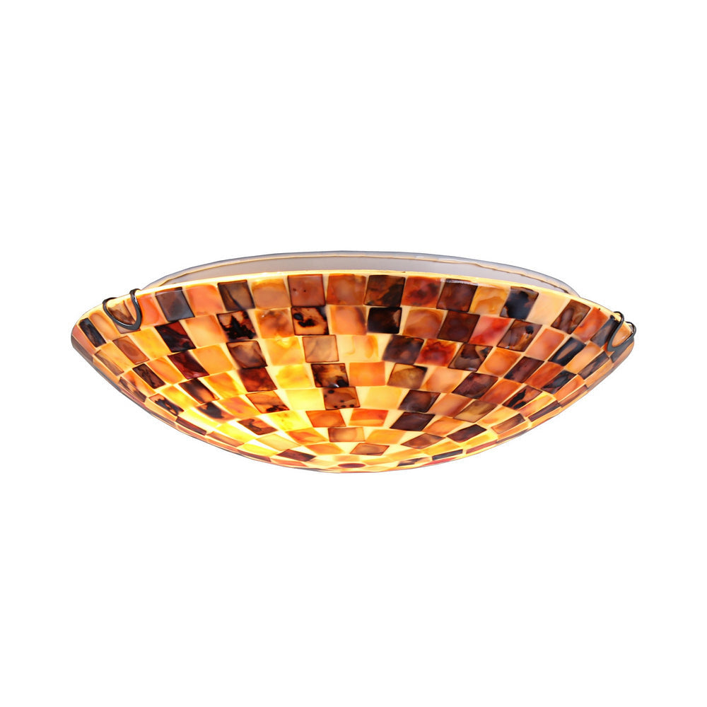 Chloe Lighting Bay Mosiac-Style Seashell Flush Ceiling Fixture 12" Width