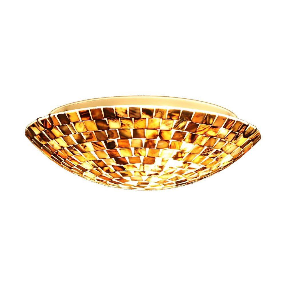 CHLOE Lighting CROWN Mosaic-Style 2 Light Ceiling-Flush Fixture 12" Wide