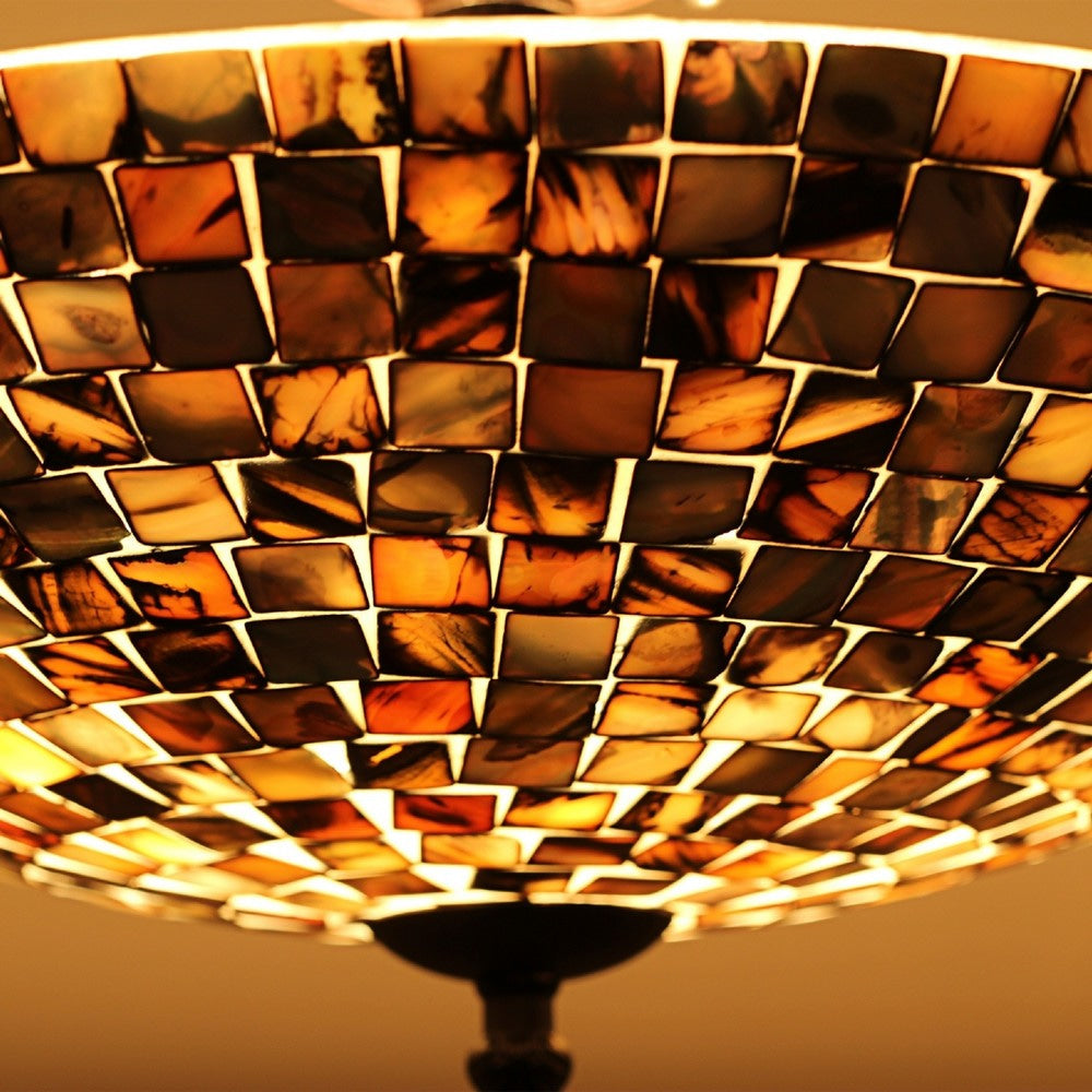 CHLOE Lighting CROWN Mosaic-Style 2 Light Semi-Flush Ceiling Fixture 16’’ Wide CHL-CH8C402BW16-UF2