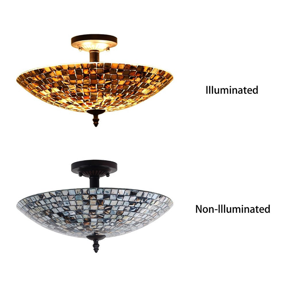 CHLOE Lighting CROWN Mosaic-Style 2 Light Semi-Flush Ceiling Fixture 16’’ Wide CHL-CH8C402BW16-UF2