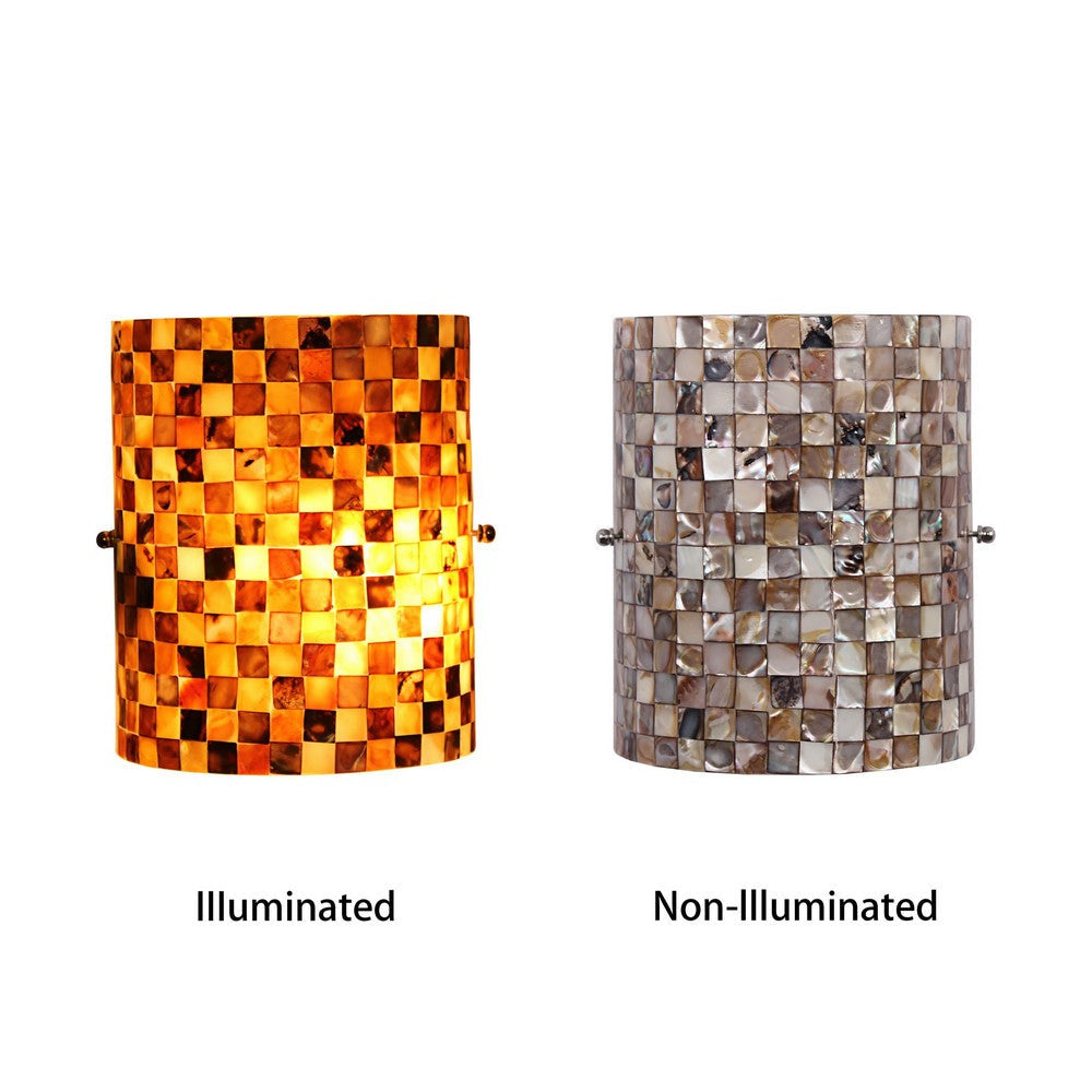 Chloe Lighting Shelley Mosaic-Style Seashell Wall Sconce 8’’ Height CHL-CH8C728BC08-WS1