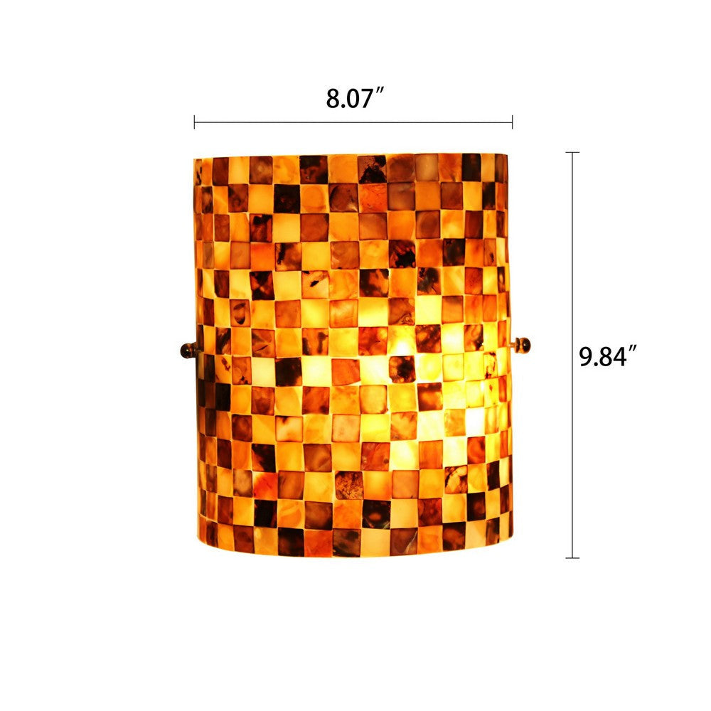Chloe Lighting Shelley Mosaic-Style Seashell Wall Sconce 8’’ Height CHL-CH8C728BC08-WS1