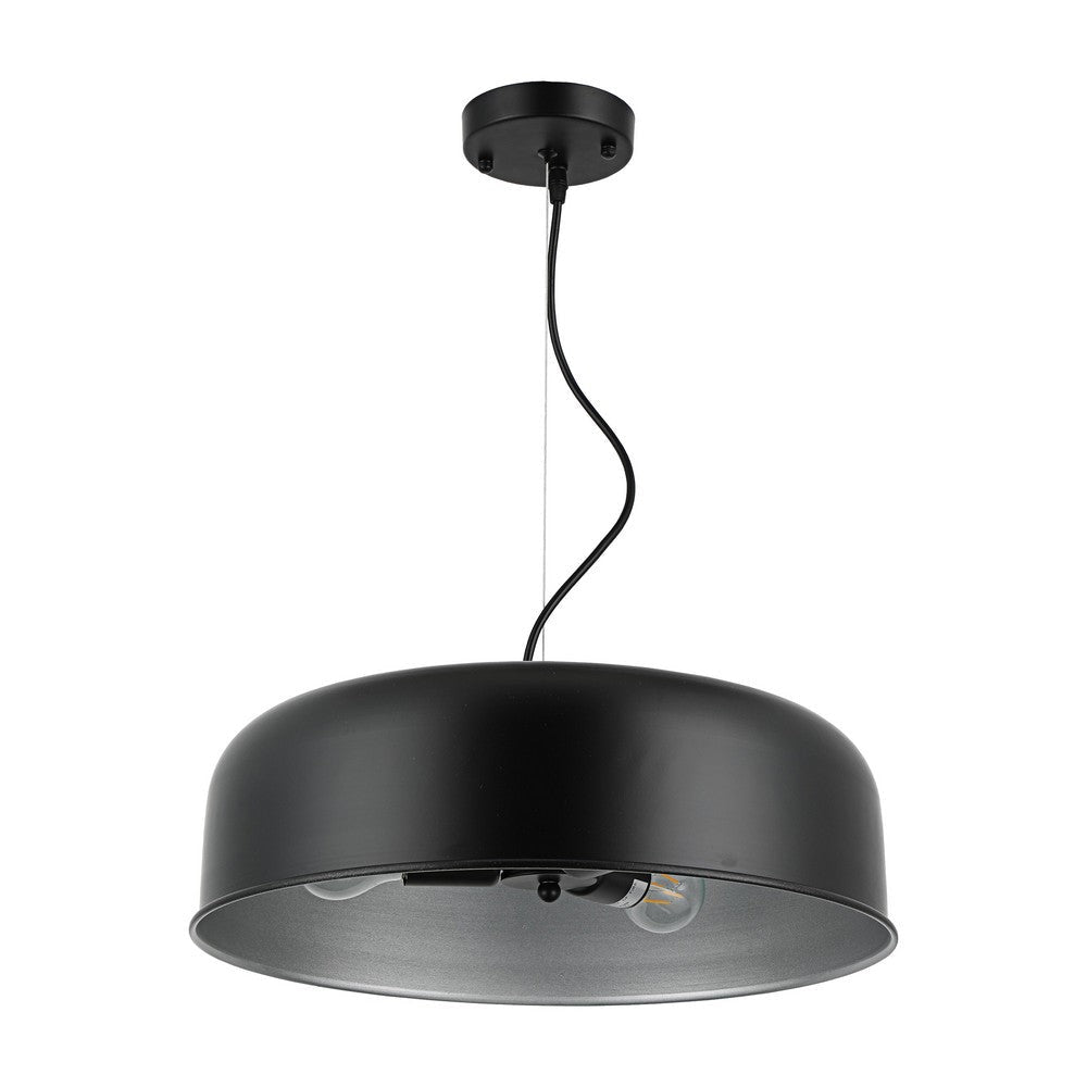 Metal 3 Light Ceiling Pendant with Wall Outlet Switch Black and Silver CHL-CH8D060BK16-DP3