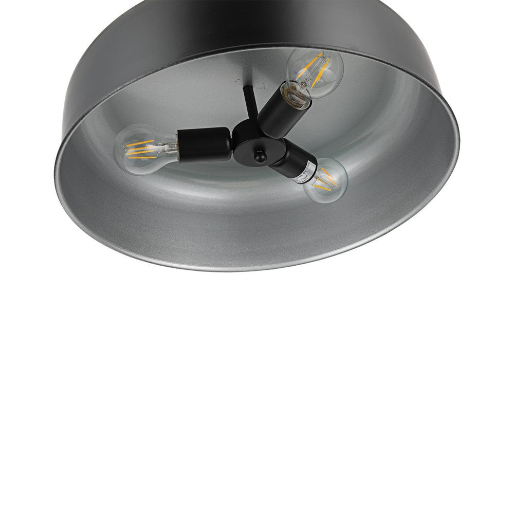 Metal 3 Light Ceiling Pendant with Wall Outlet Switch Black and Silver CHL-CH8D060BK16-DP3