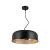 Metal 3 Light Ceiling Pendant with Wall Outlet Switch, Black and Silver