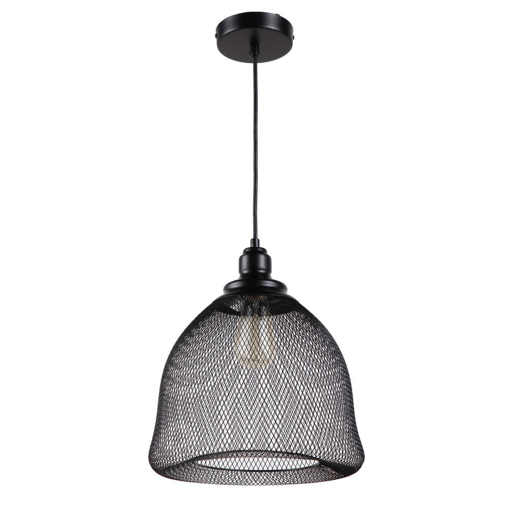 Lighting IRONCLAD Industrial 1 Light Textured Black Mini Ceiling Pendant 12’’ Wide CHL-CH8D310BK11-DP1