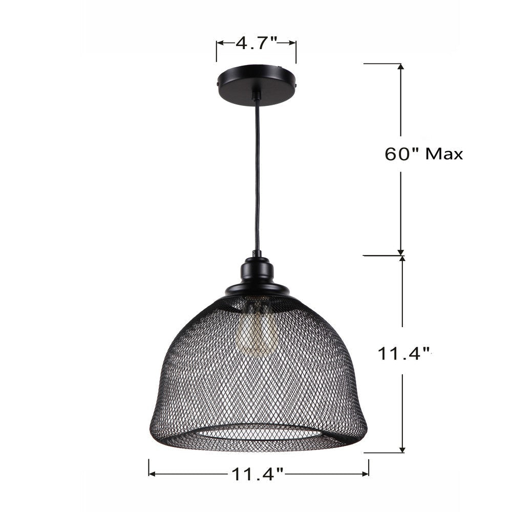 Lighting IRONCLAD Industrial 1 Light Textured Black Mini Ceiling Pendant 12’’ Wide CHL-CH8D310BK11-DP1