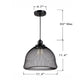 Lighting IRONCLAD Industrial 1 Light Textured Black Mini Ceiling Pendant 12’’ Wide CHL-CH8D310BK11-DP1