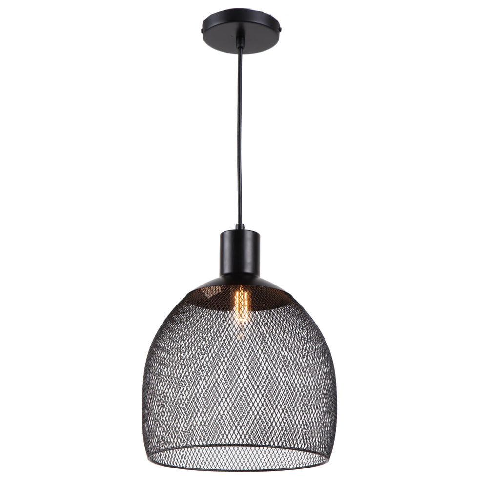 Industrial Style Mini Ceiling Pendant Light with Cage Shade, Black