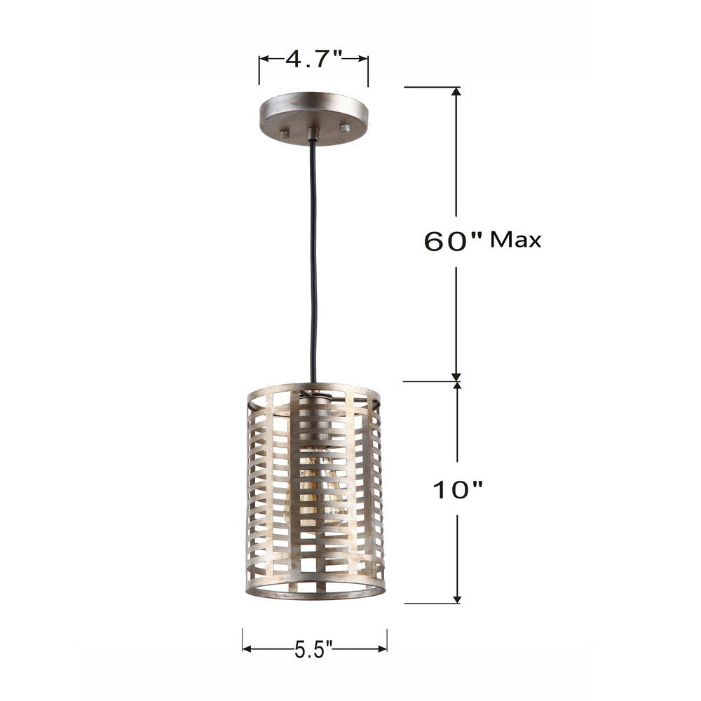 Lighting LAUREN Industrial 1 Light Antique Silver Mini Ceiling Pendant 5.5’’ Wide CHL-CH8D771AS06-UP1