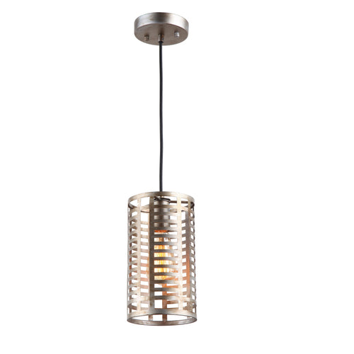 Lighting LAUREN Industrial 1 Light Antique Silver Mini Ceiling Pendant 5.5" Wide