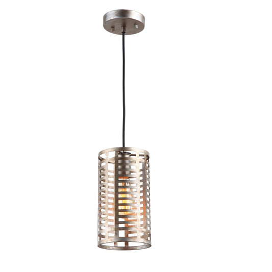 Lighting LAUREN Industrial 1 Light Antique Silver Mini Ceiling Pendant 5.5" Wide