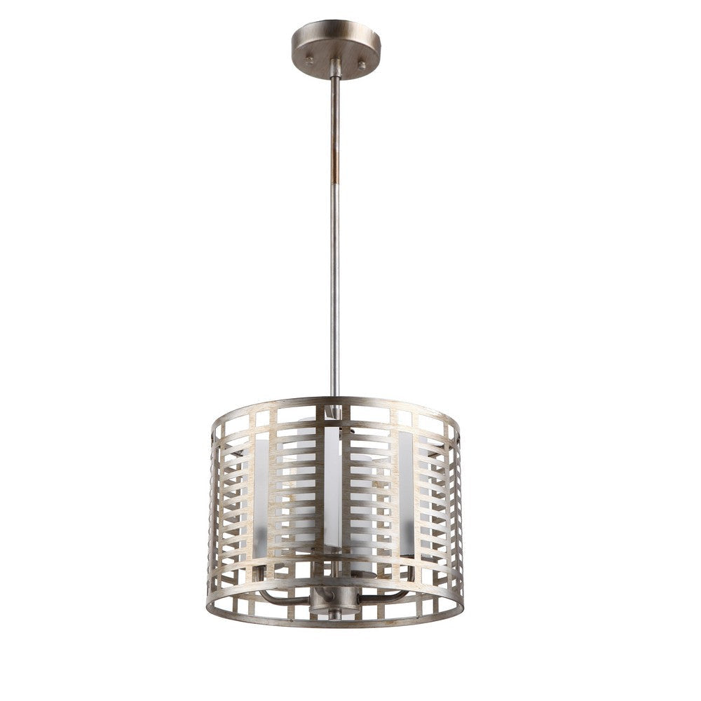 Lighting AVERY Industrial 4 Lights Antique Silver Ceiling Pendant 12’’ Wide CHL-CH8D774AS12-UP4