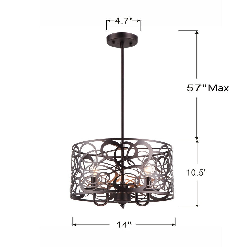 Farmhouse Style Ceiling Pendant Light with Three Bulb Bronze CHL-CH8H057RB14-UP3
