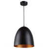 Lighting IRONCLAD Farmhouse 1 Light Textured Black & Gold Mini Ceiling Pendant 12’’ Wide CHL-CH8H263BK12-DP1