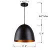 Lighting IRONCLAD Farmhouse 1 Light Textured Black & Gold Mini Ceiling Pendant 12’’ Wide CHL-CH8H263BK12-DP1