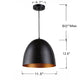 Lighting IRONCLAD Farmhouse 1 Light Textured Black & Gold Mini Ceiling Pendant 12’’ Wide CHL-CH8H263BK12-DP1