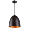 Lighting IRONCLAD Farmhouse 1 Light Textured Black & Gold Mini Ceiling Pendant 12" Wide