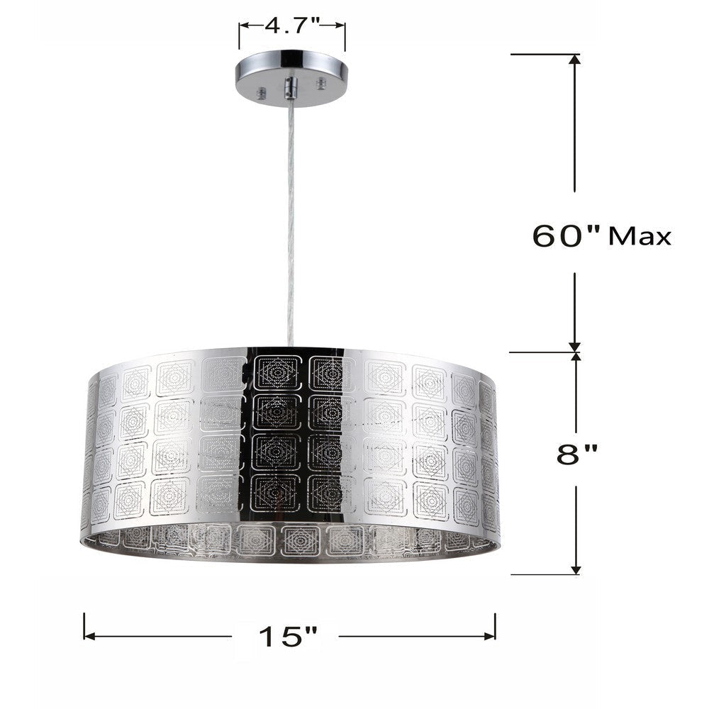Lighting SIERRA Farmhouse 1 Light Chrome Ceiling Pendant 15’’ Wide CHL-CH8H981CM15-DP1