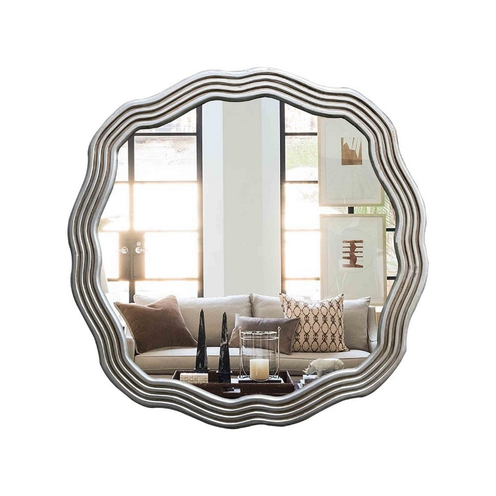 CHLOE’s Reflection Contemporary-Style Silver Finish Round Wall Mirror 33’’ Wide CHL-CH8M001SP33-RND