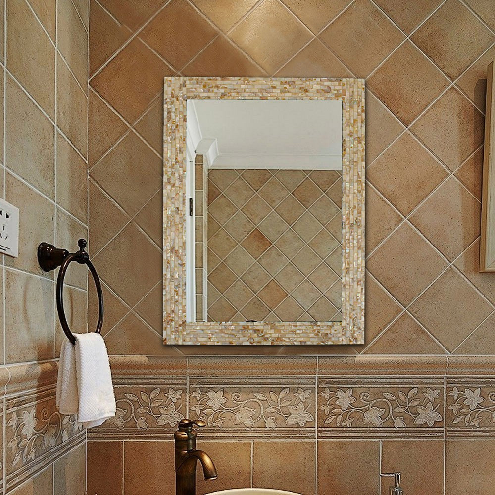 Reflection Seashell Finish Rectangular Framed Wall Mirror 32’’ Height CHL-CH8M003LM32-FRT