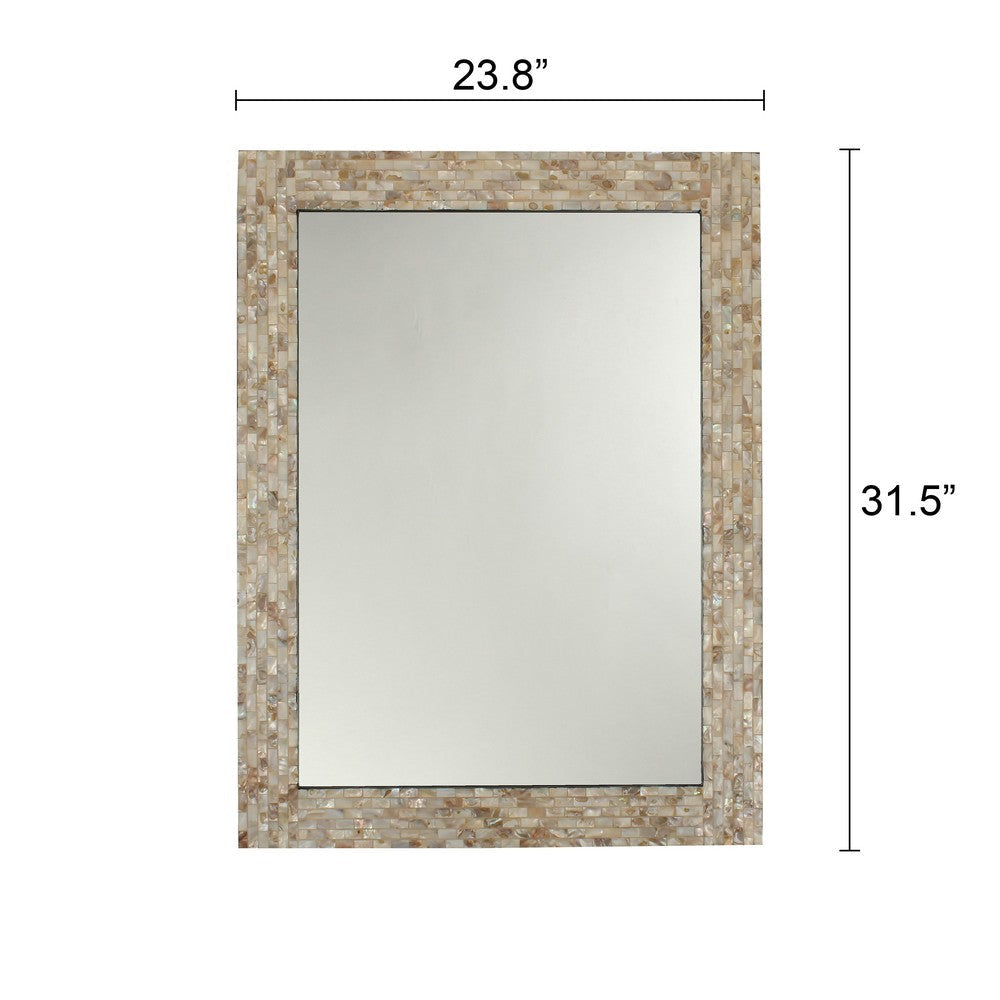 Reflection Seashell Finish Rectangular Framed Wall Mirror 32’’ Height CHL-CH8M003LM32-FRT