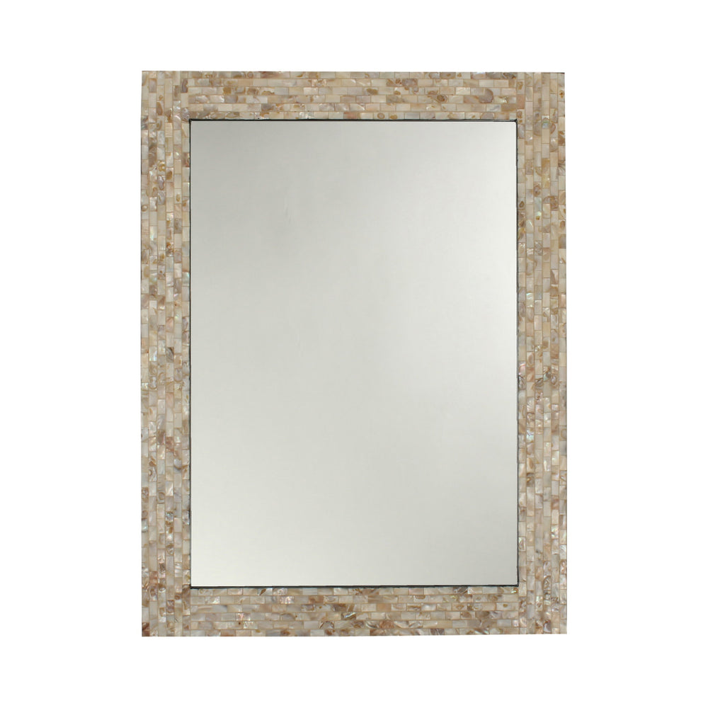 Reflection Seashell Finish Rectangular Framed Wall Mirror 32" Height