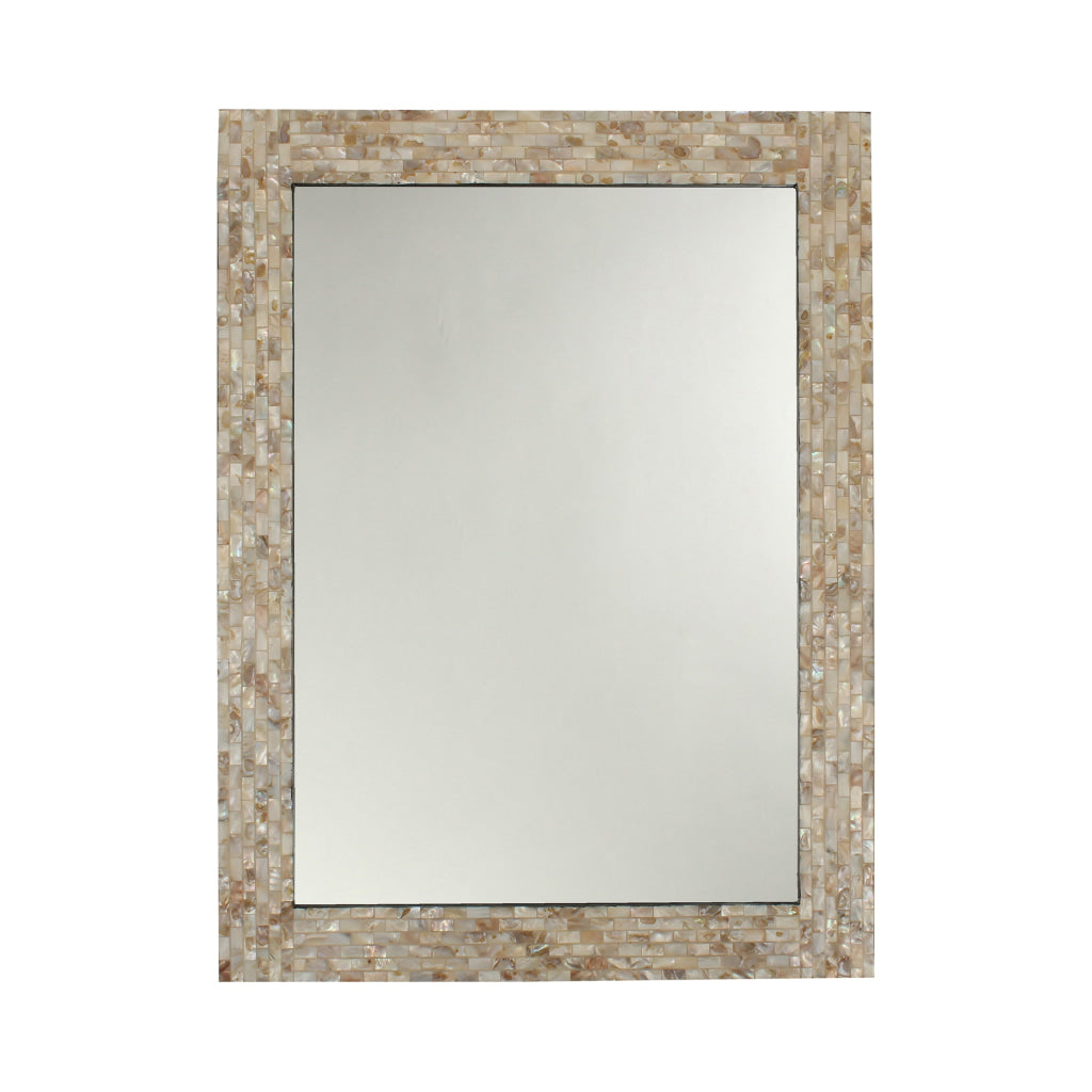 Reflection Seashell Finish Rectangular Framed Wall Mirror 32" Height