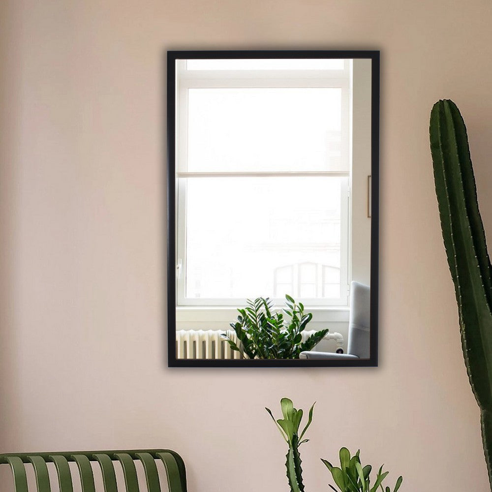 Reflection Textured Black Rectangular Framed Wall Mirror 36’’ Height CHL-CH8M005BK36-FRT