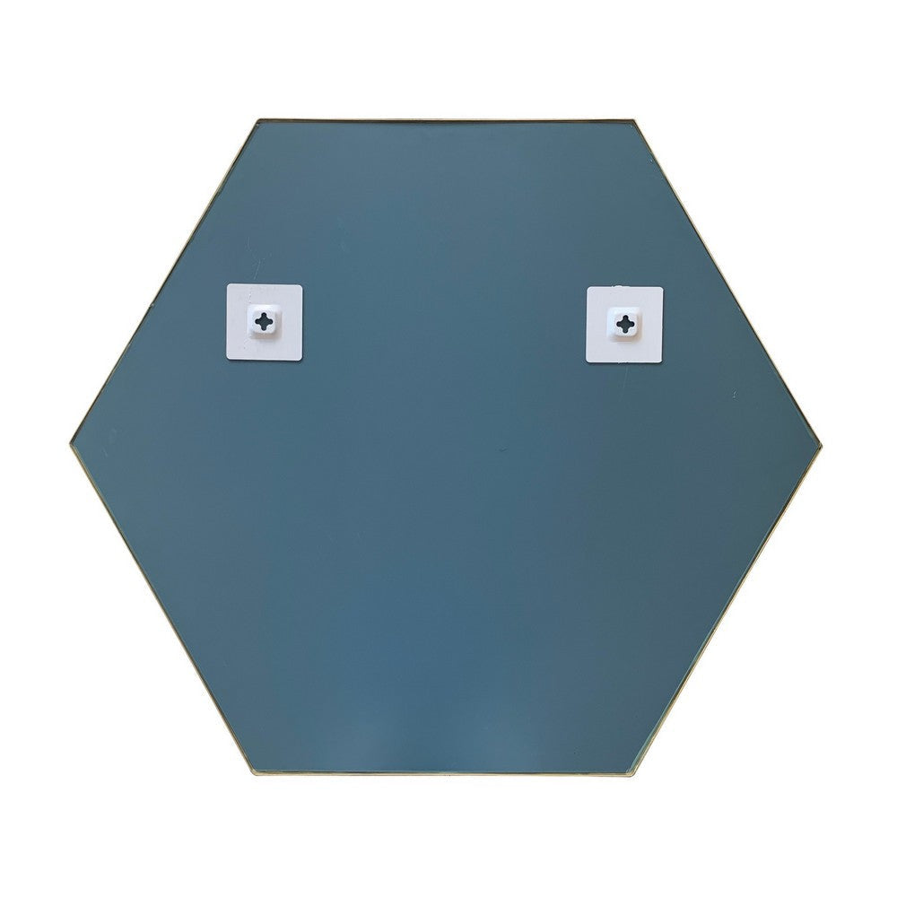 Chloe’S Reflection Golden Finish Hexagon Framed Wall Mirror 30’’ Width CHL-CH8M010GD34-FHX
