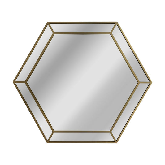 Chloe'S Reflection Golden Finish Hexagon Framed Wall Mirror 30" Width