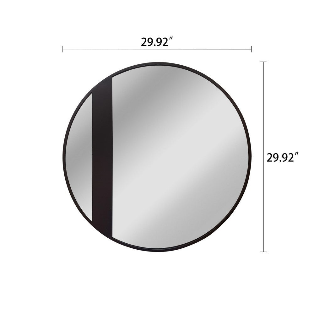 Chloe’S Reflection Black Finish Round Framed Wall Mirror 30’’ Height CHL-CH8M016BK30-FRD