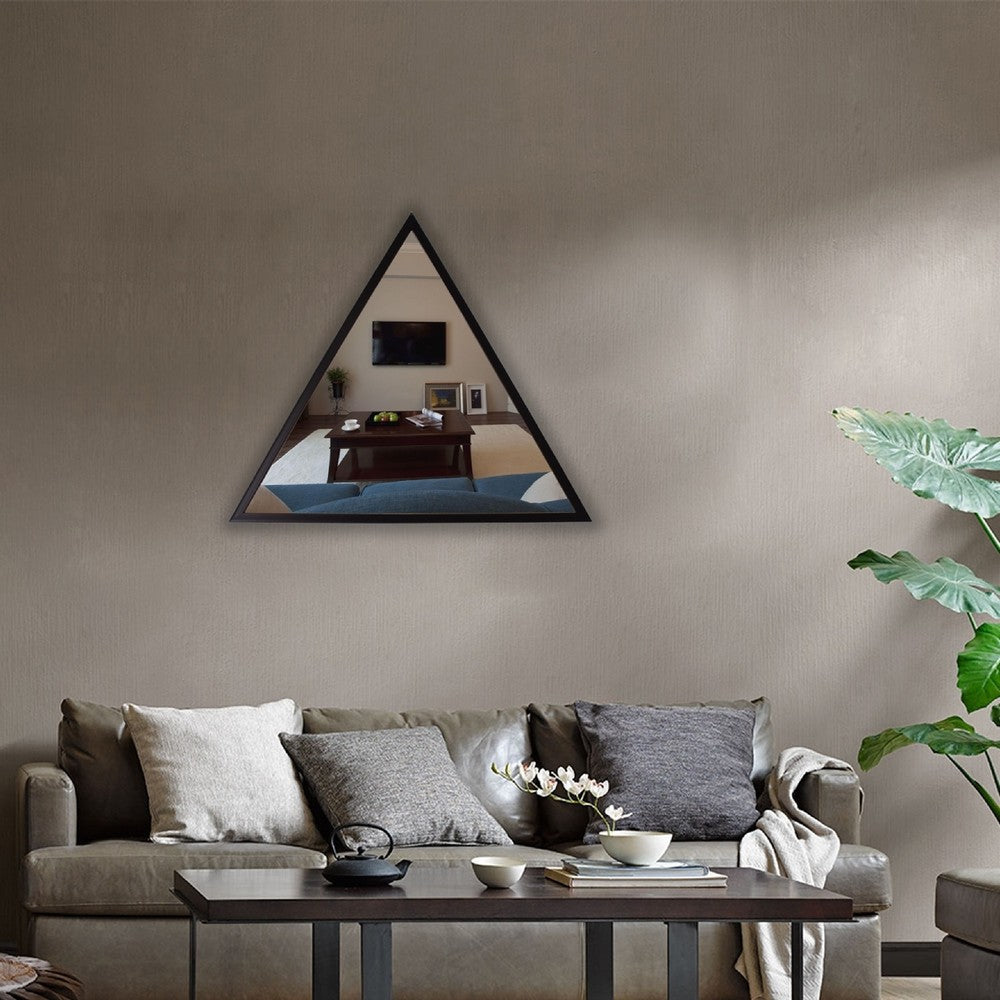 CHLOE’s Reflection Contemporary Black Finish Triangle Framed Wall Mirror 31.5’’ Height CHL-CH8M019BK29-VTR