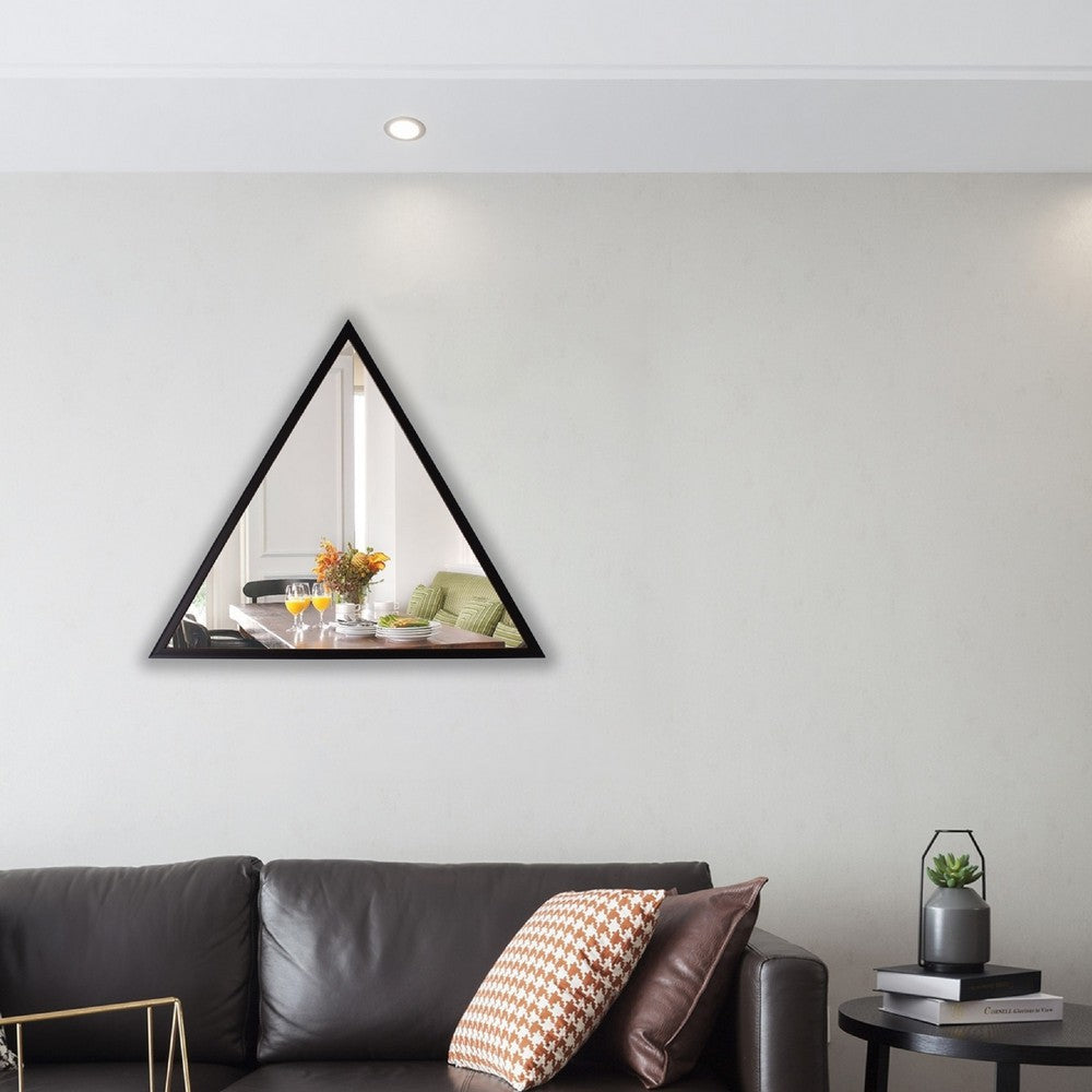 CHLOE’s Reflection Contemporary Black Finish Triangle Framed Wall Mirror 31.5’’ Height CHL-CH8M019BK29-VTR