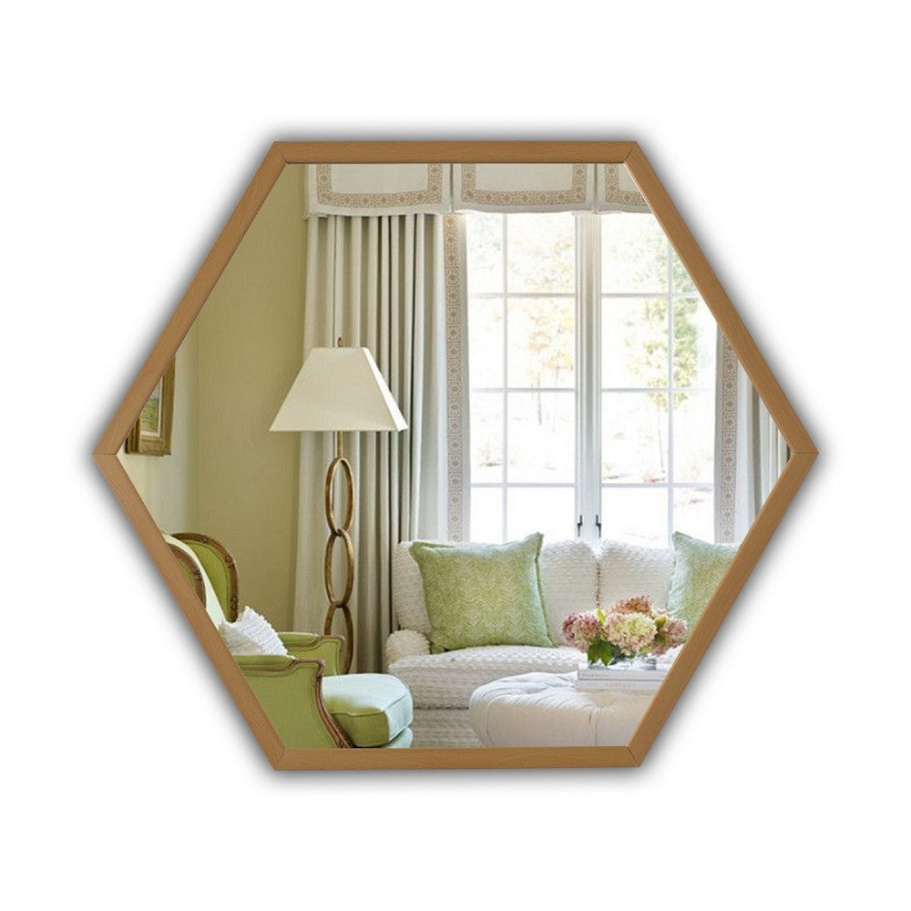 CHLOE’s Reflection Contemporary Maple Finish Hexagon Framed Wall Mirror 24’’ Width CHL-CH8M020MP26-HEX