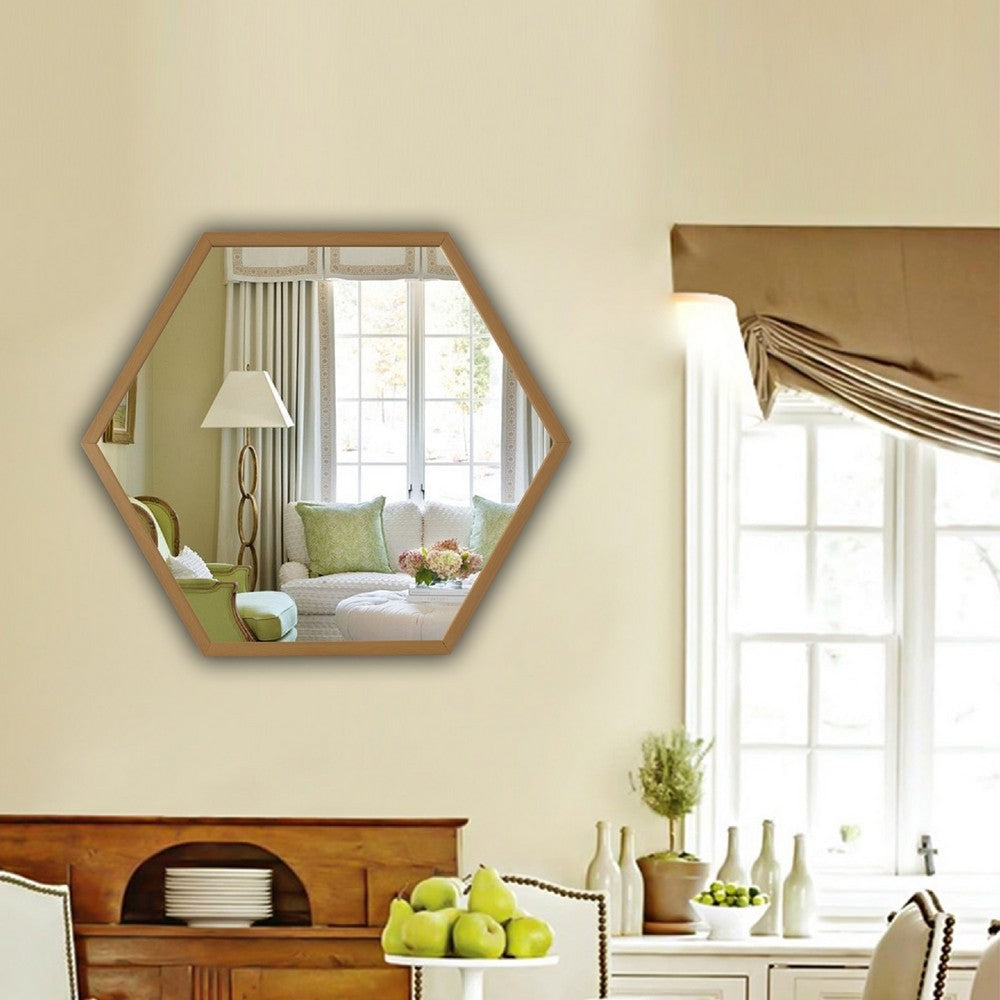 CHLOE’s Reflection Contemporary Maple Finish Hexagon Framed Wall Mirror 24’’ Width CHL-CH8M020MP26-HEX