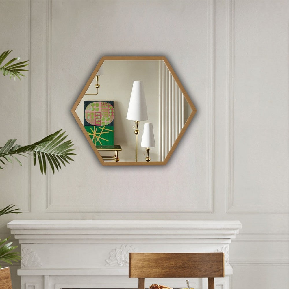 CHLOE’s Reflection Contemporary Maple Finish Hexagon Framed Wall Mirror 24’’ Width CHL-CH8M020MP26-HEX