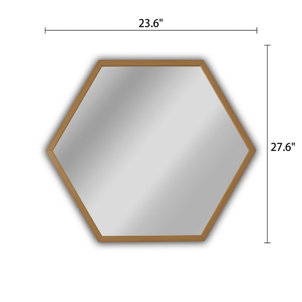 CHLOE’s Reflection Contemporary Maple Finish Hexagon Framed Wall Mirror 24’’ Width CHL-CH8M020MP26-HEX