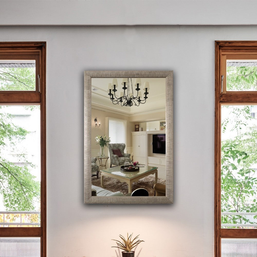 CHLOE’s Reflection Contemporary Silver Finish Rectangle Framed Wall Mirror 35’’ Width CHL-CH8M021SV35-VRT