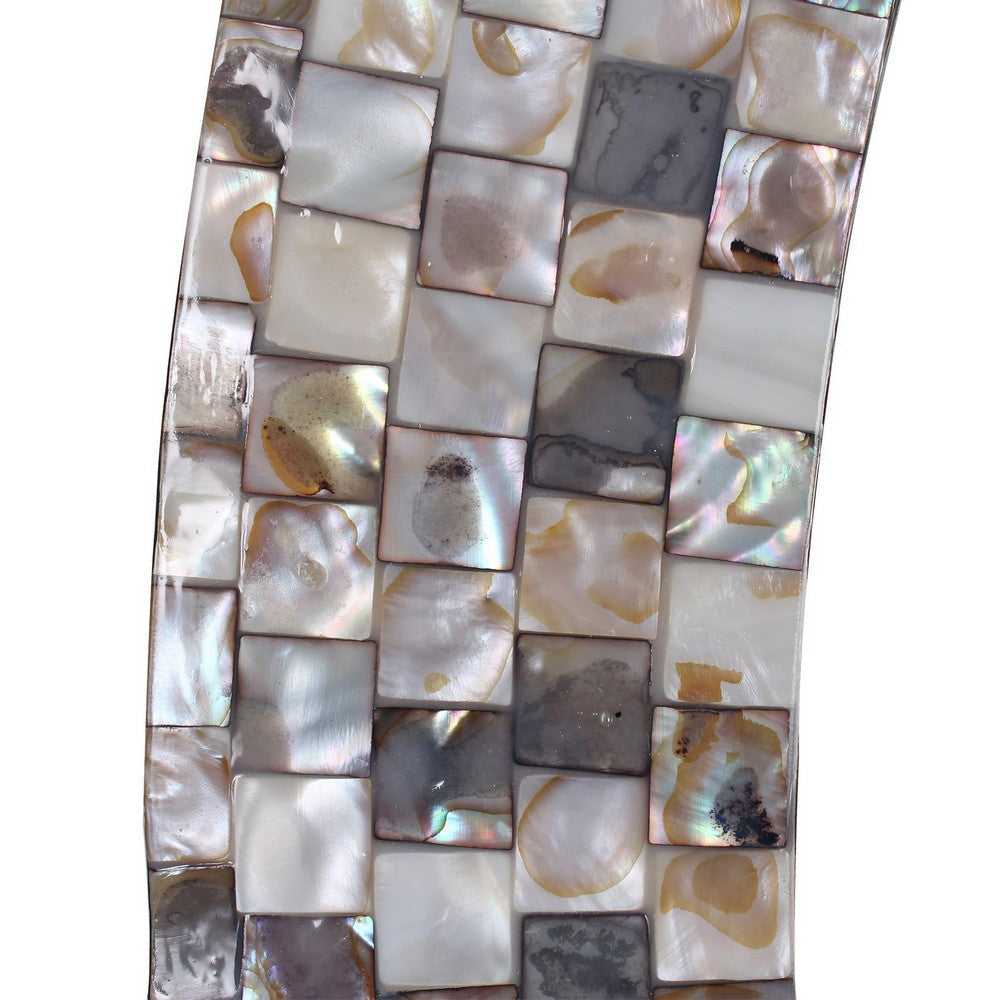Chloe’S Reflection Vertical Hanging Seashell Finish Round Framed Wall Mirror 30’’ Height CHL-CH8M103BS30-RND