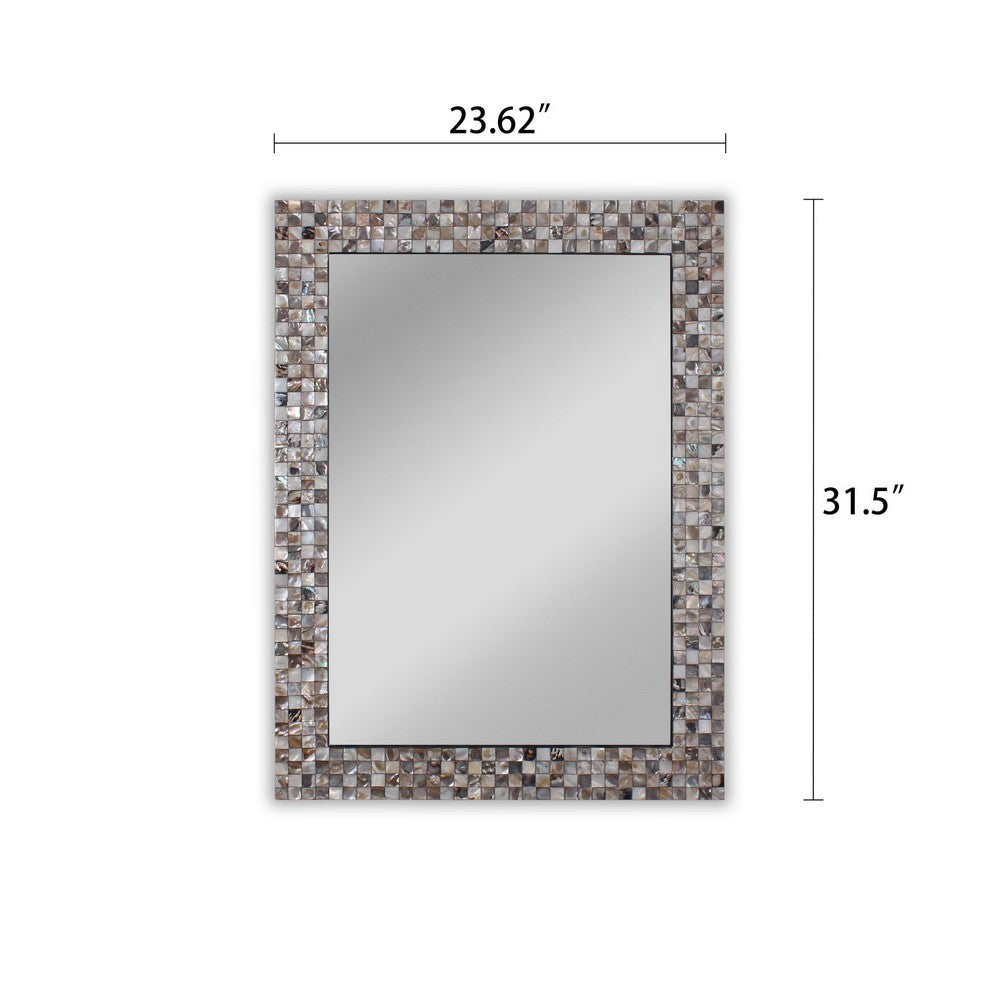 Reflection Verical/Horizontal Hanging Seashell Finish Rectangle Framed Wall Mirror 32’’ Height CHL-CH8M103BS32-VRT